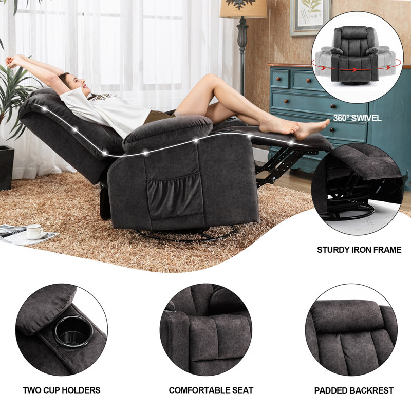 Winston Porter Recliner Chair Rocker Chair, 360 Degree